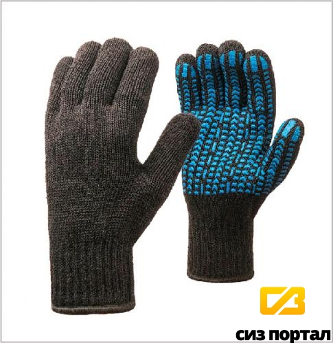 Купить Рабочие перчатки полушерстяные двойные с ПВХ (протектор)