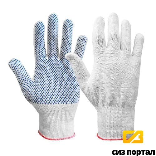 Купить Рабочие х/б перчатки, с ПВХ "микроточка", белые, 13 класс