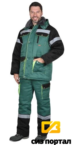 Купить Костюм "АРТ. 53407" зим: куртка дл., п/к. зеленый с черным